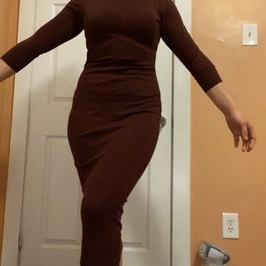 Zara long-midi dress elastic 3:4 sleeves